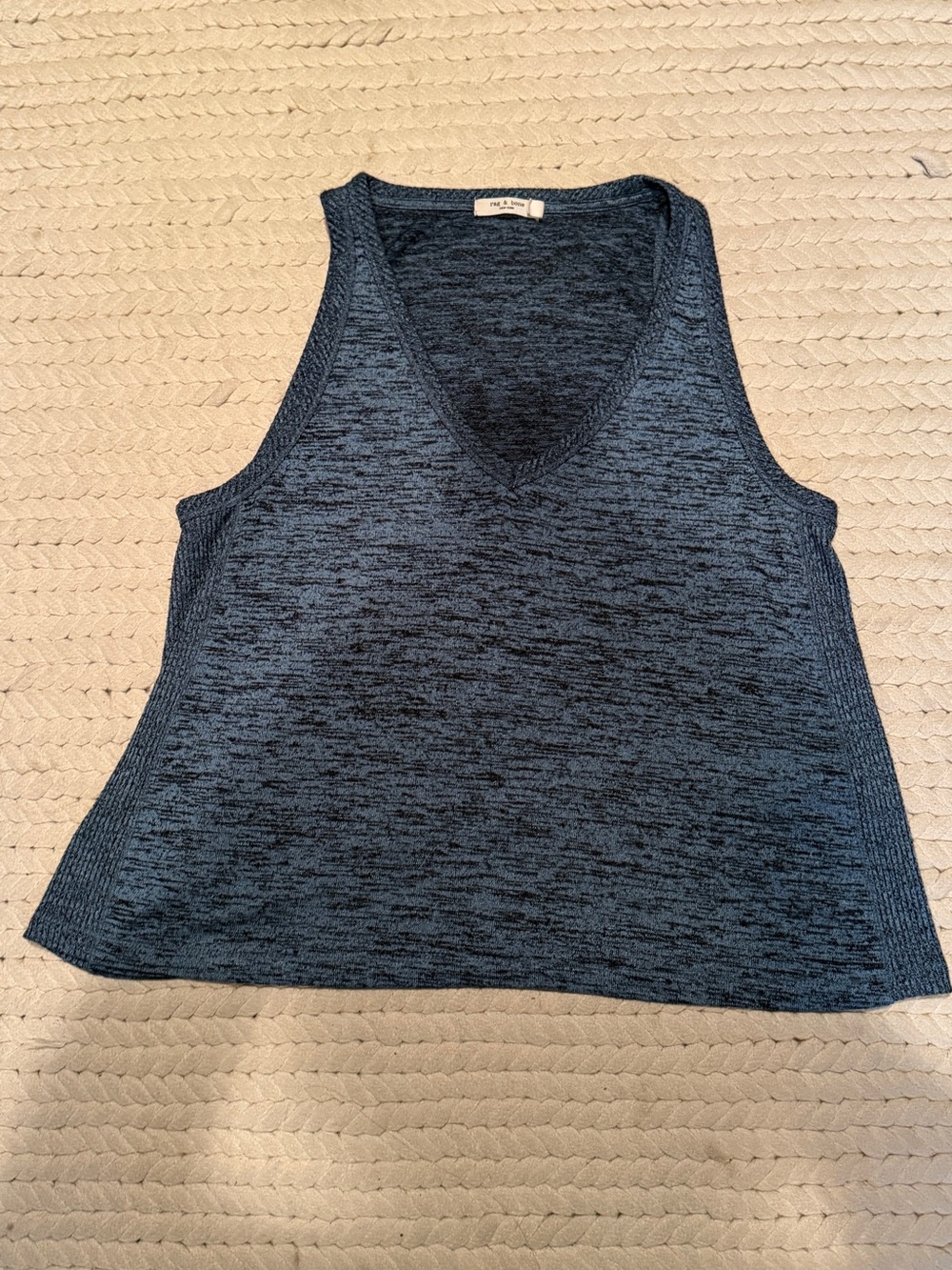 rag & bone Blue Marled V-Neck Knit Tank